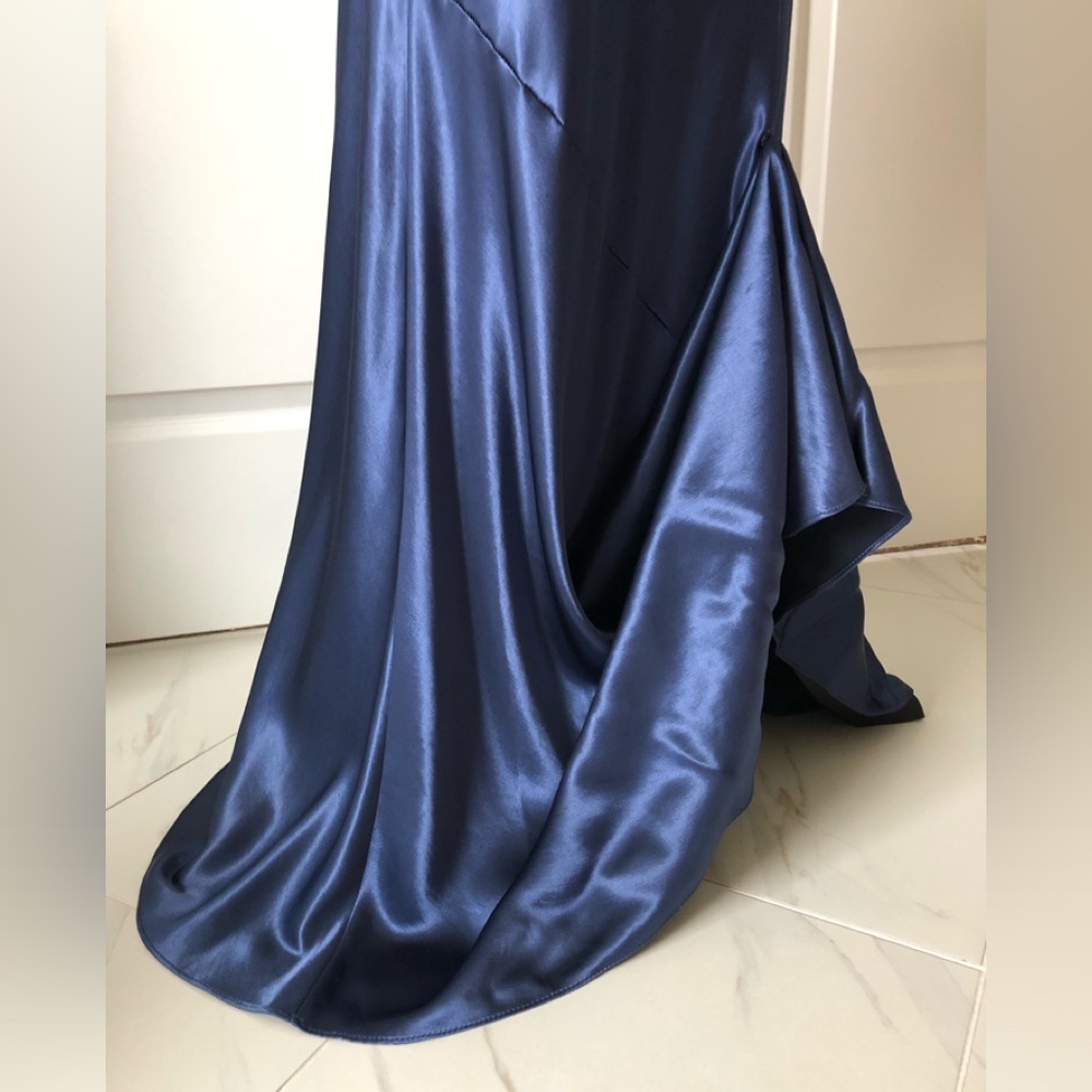 Nieman Marcus ABS Allen Schwartz EXC Y2K/20s 30s Sapphire bias cut gown Size 6 - Picture 11 of 15